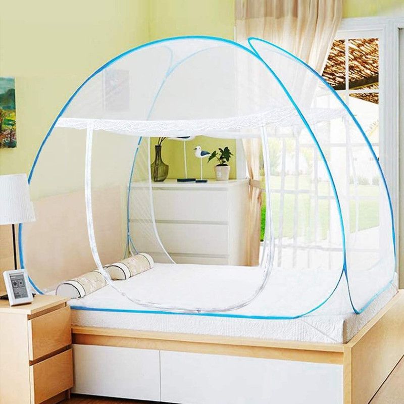 Aetrius Polyester Adults Washable Mosquito Net Tent,Finest Holes, Canopy, Insect Screen, 3 Entries, for Bed Home Bedroom Outdoor Camping,Easy to Install,No Chemicals,Purple,1.8m (6 feet) Bed Mosquito Net  (Blue, Tent)