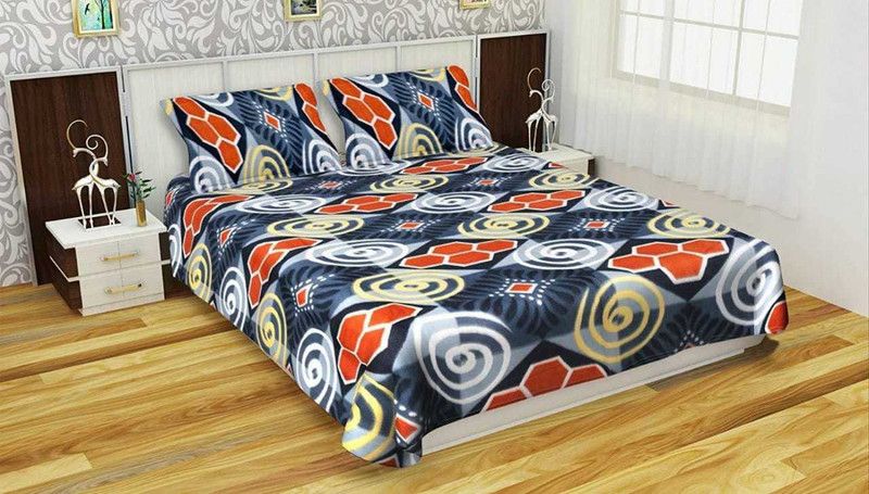PRODUCTSCK 245 TC Cotton Double Checkered Flat Bedsheet  (Pack of 1, Multicolor)