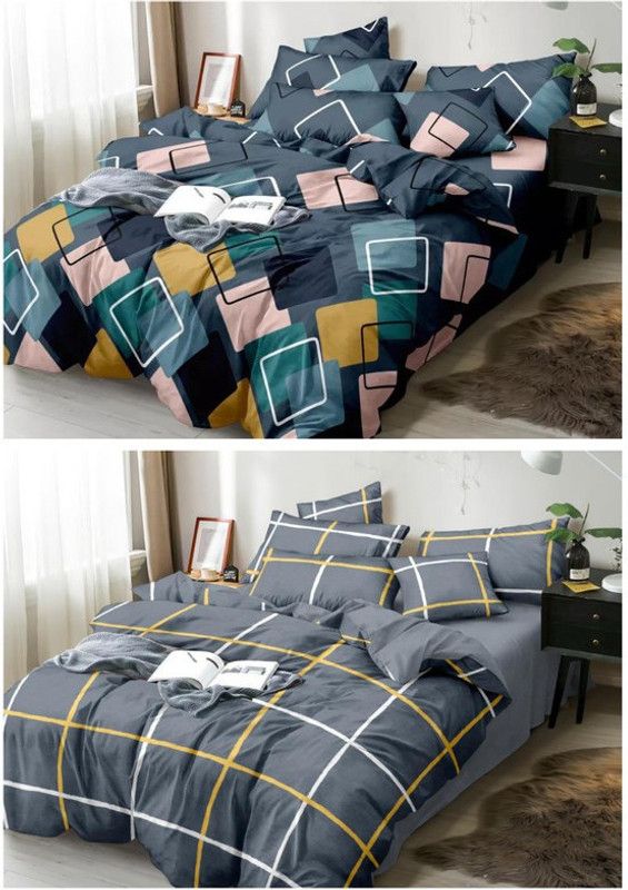 NTNWorld 260 TC Cotton King 3D Printed Flat Bedsheet  (Pack of 2, Multicolor)