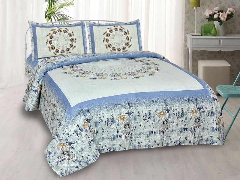 SRKD 200 TC Cotton King Printed Flat Bedsheet  (Pack of 1, Multicolor)