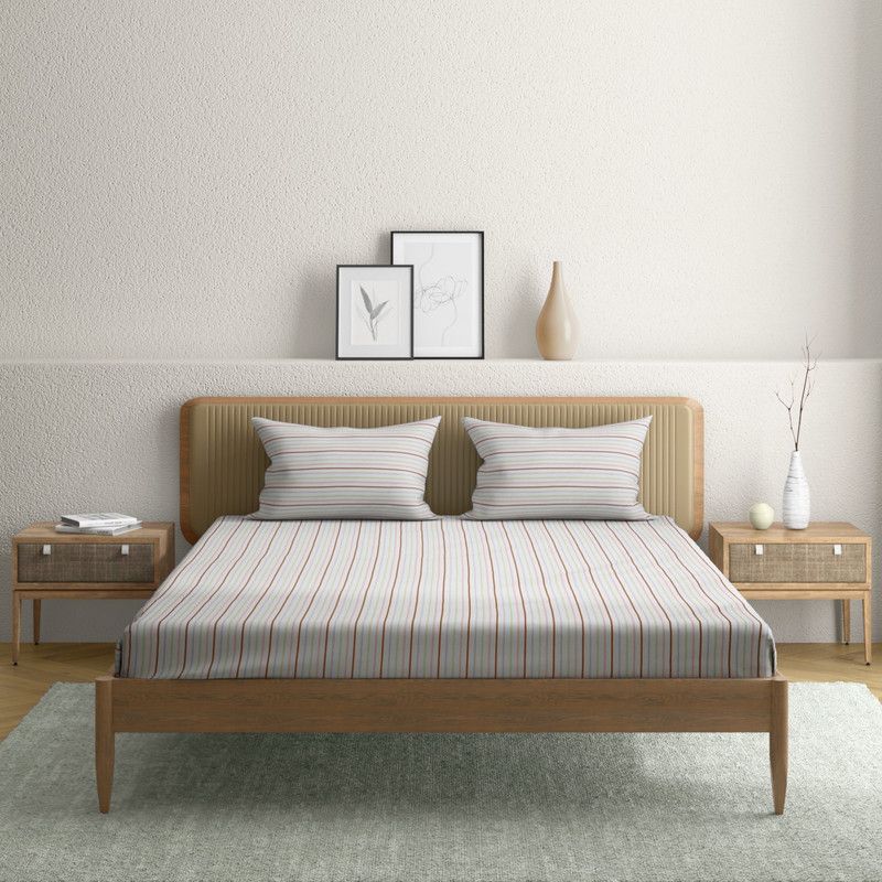 Anaqa by Pantaloons 144 TC Cotton King Printed Flat Bedsheet  (Pack of 1, Brown)