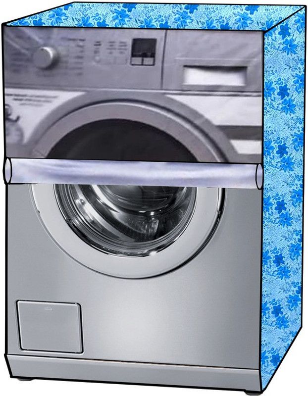 KVAR Front Loading Washing Machine Cover  (Width: 68 cm, TRANSPARENT, Blue)