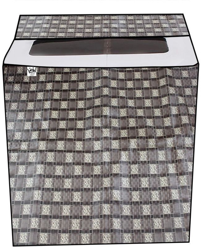 KingMatters Semi-Automatic Washing Machine Cover  (Width: 100 cm, Brown, Yellow)