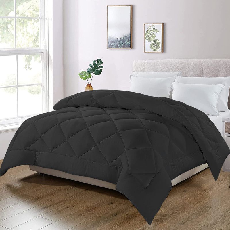 Indian Kingdom Solid Single Comforter for Heavy Winter  (Microfiber, Black)