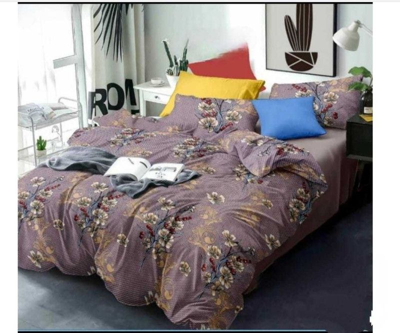 DecentTreat 200 TC Cotton Double 3D Printed Flat Bedsheet  (Pack of 1, 3D Bedsheet - Amra (Book Fold)_F)