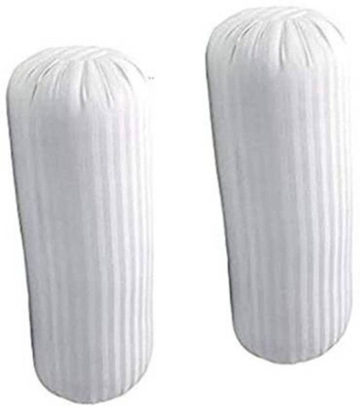 SRAPZON Microfibre Stripes Bolster Pack of 2  (White)