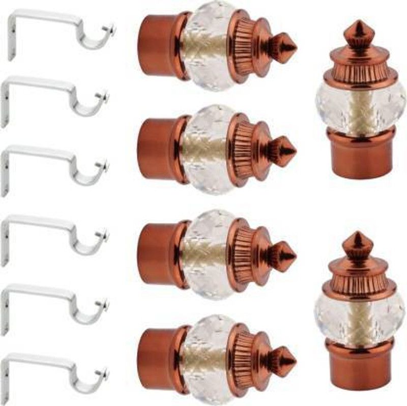 Walker's Decor Silver, Maroon Rod Rail Bracket, Curtain Knobs Metal  (Pack of 12)