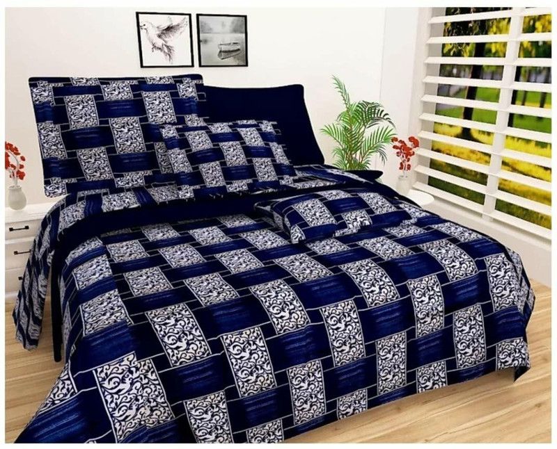 RUDRA DÉCOR 200 TC Polycotton Queen Abstract Flat Bedsheet  (Pack of 1, Multicolor)