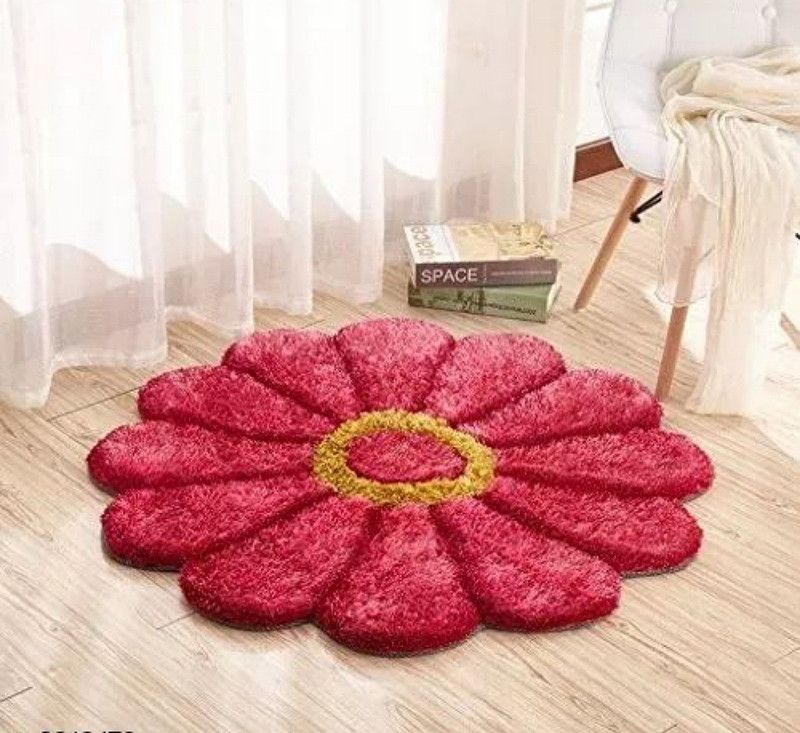 shopgallery Pink Polyester Area Rug  (137 cm, X 137 cm, Circle)