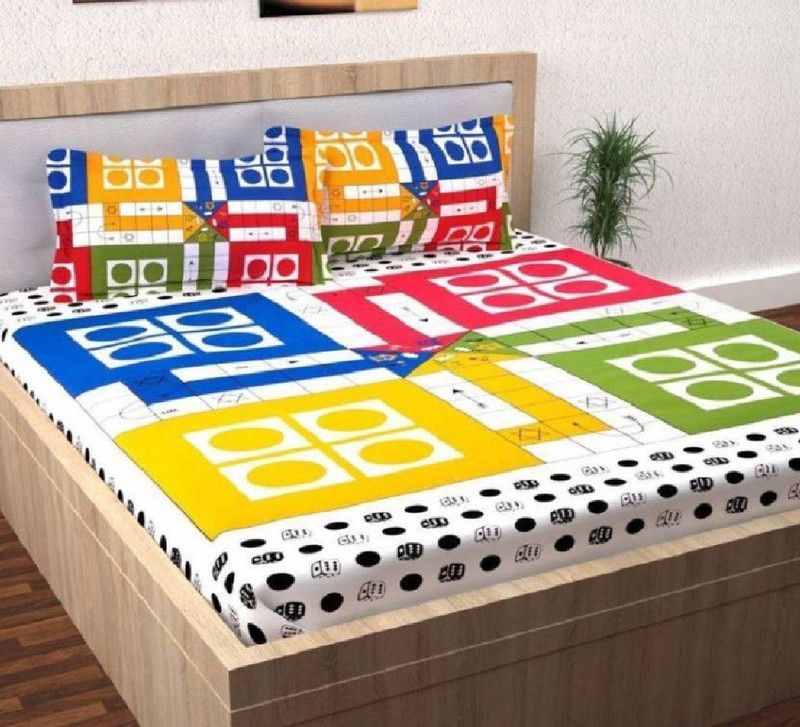 shyokand 144 TC Microfiber Double Printed Flat Bedsheet  (Pack of 1, Multicolor)