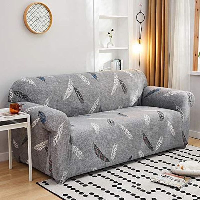 Pindia Polyester Floral Sofa Cover  (Grey Printed Pack of 1)