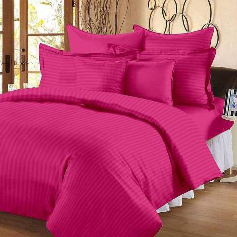 ANIKA CREATION 210 TC Cotton Double, King Solid Flat Bedsheet  (Pack of 1, Dark Pink)