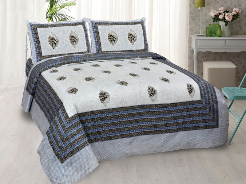 SRKD 200 TC Cotton Double Jaipuri Prints Flat Bedsheet  (Pack of 1, Multicolor)