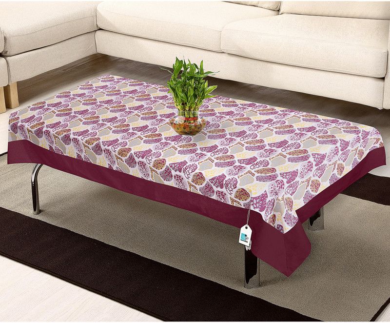 DECOTREE Floral 4 Seater Table Cover  (Purple, Cotton)