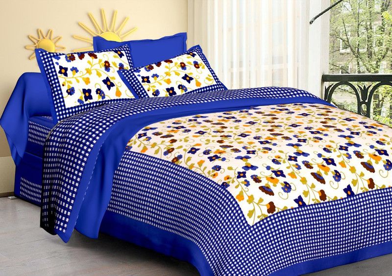 DEVIOUS 144 TC Cotton Double Printed Flat Bedsheet  (Pack of 1, Multicolor)