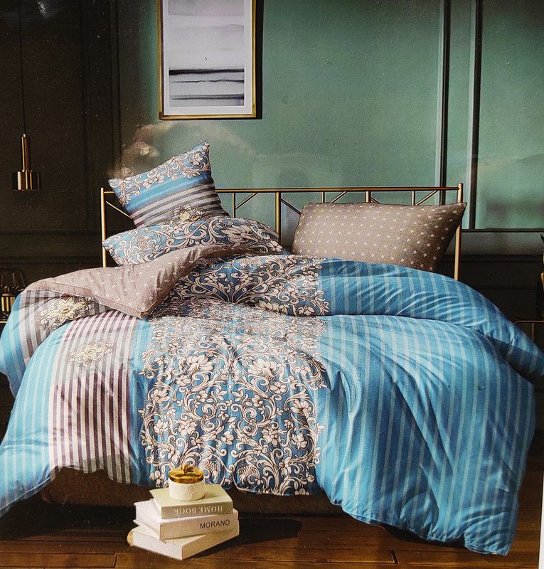 Sachdeva decor 280 TC Microfiber Single Printed Flat Bedsheet  (Pack of 2, Blue)