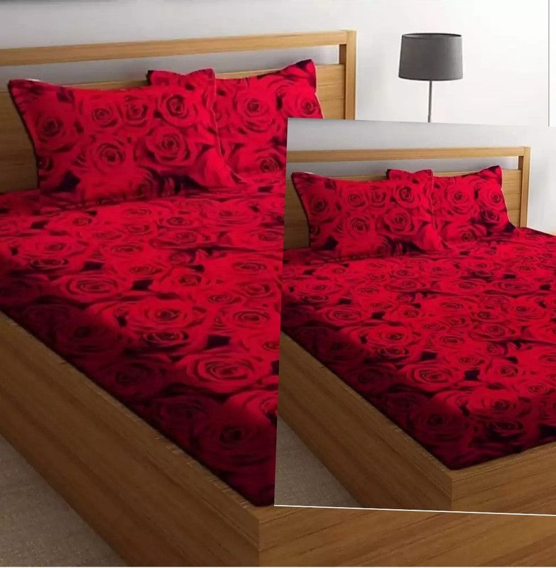 Polycotton Double Bed Cover  (Red)
