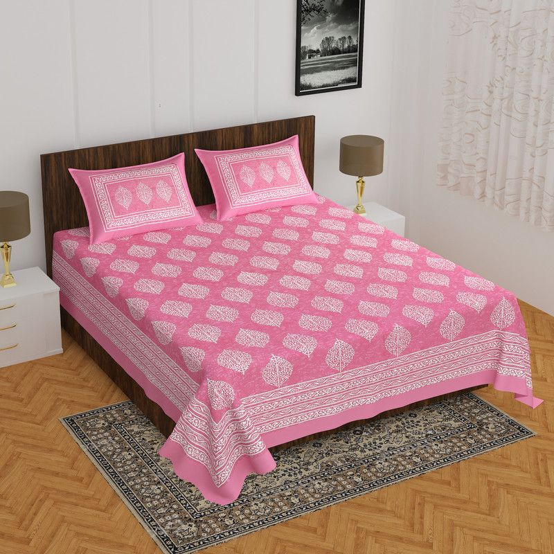 Sugun 104 TC Cotton Double Printed Flat Bedsheet  (Pack of 1, Multicolor)
