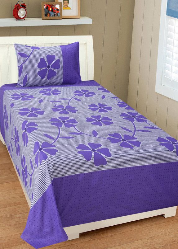 Shreejee 30 TC Cotton Single Floral Flat Bedsheet  (Pack of 1, Multicolor)