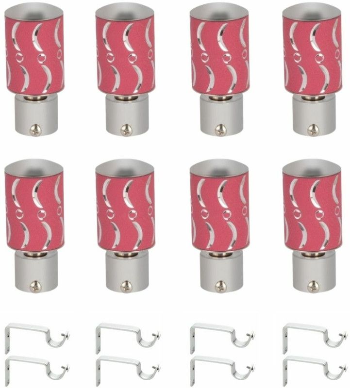 RKOING Pink Rod Rail Bracket, Curtain Knobs Metal