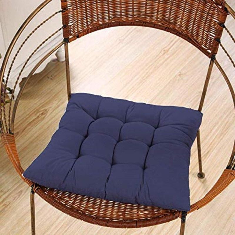 Texlux Microfibre Solid Chair Pad Pack of 1  (Dark Blue)