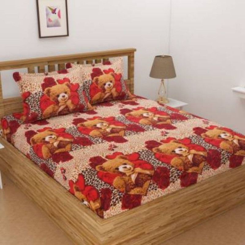 HouseFurnishing 144 TC Microfiber Queen 3D Printed Flat Bedsheet  (Pack of 1, Brown)