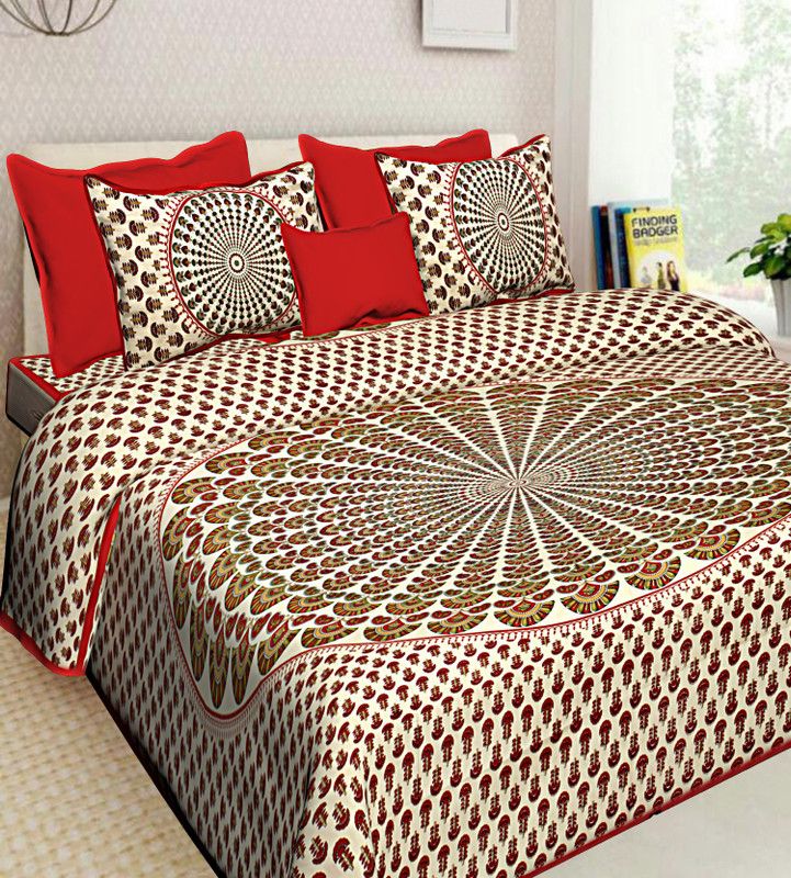 siddhanam 144 TC Cotton Double Printed Flat Bedsheet  (Pack of 1, Multicolor)