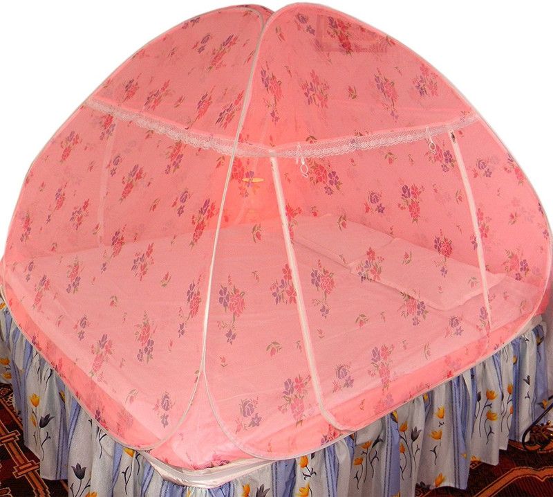 SUNSHINE Polyester Adults Washable SSDBMNP Mosquito Net  (Printed Pink, Tent)