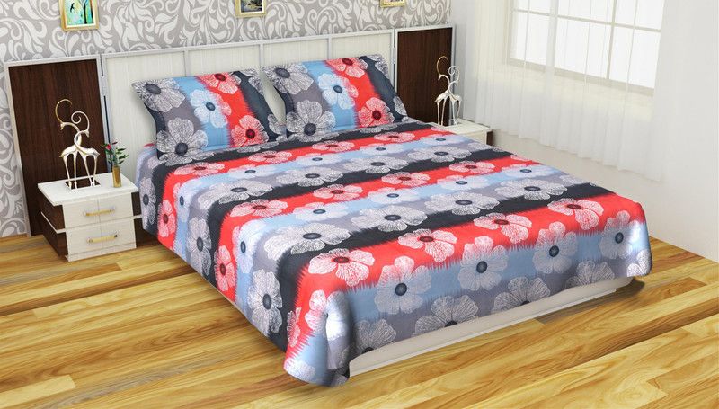 k.k textiles 300 TC Polycotton Double Floral Flat Bedsheet  (Pack of 5, Multicolor)