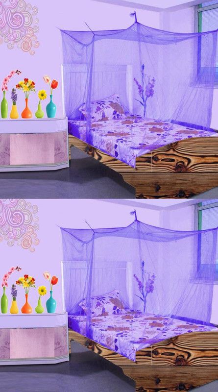 Hot Dealzz Nylon Adults Washable 2 Pcs. Nylon Adults single Bed lite Purple color Mosquito Net 4x6 feet Mosquito Net  (Purple, Bed Box)