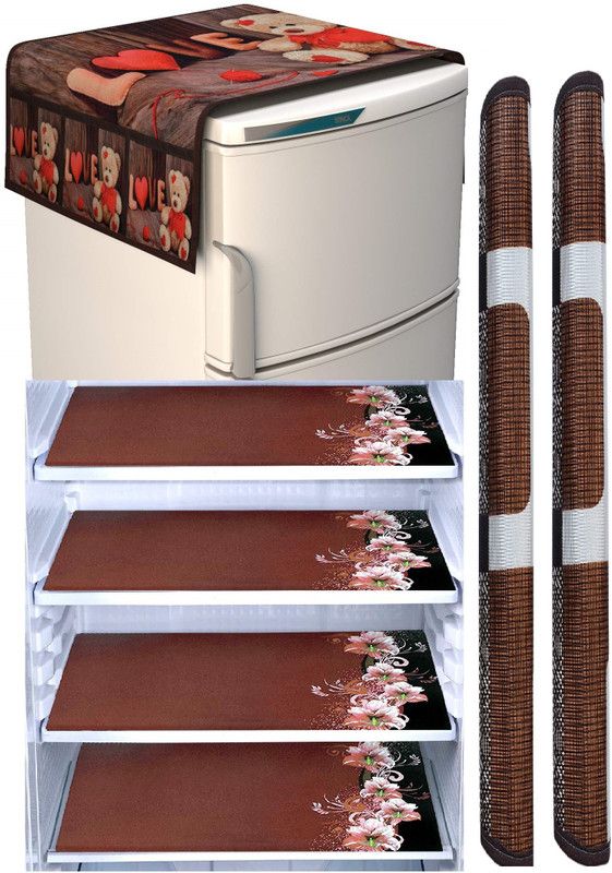 LAPHINO Refrigerator Cover  (Width: 97 cm, BROWN)