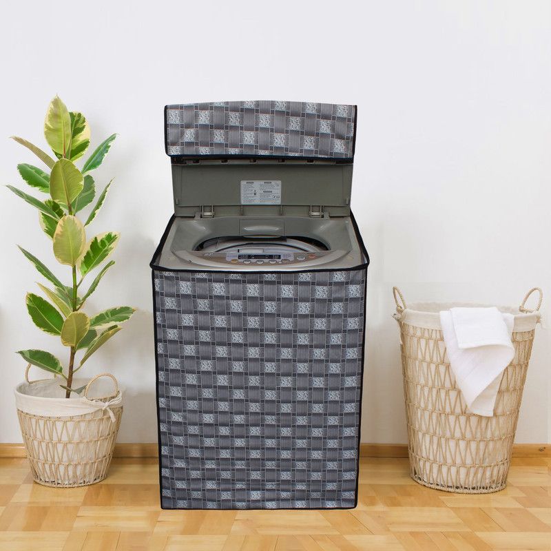 Glassiano Top Loading Washing Machine Cover  (Width: 58.42 cm, Silver, White)