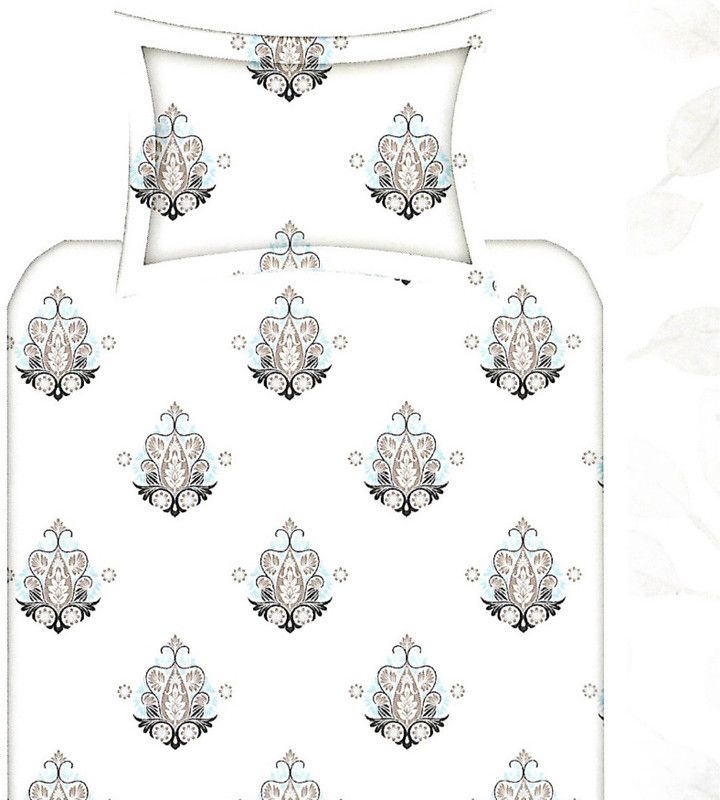Pure Decor 160 TC Cotton Single Printed Flat Bedsheet  (Pack of 1, White)