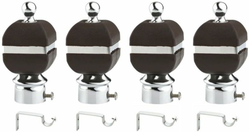 Inkart Black Curtain Knobs, Rod Rail Bracket Metal  (Pack of 8)