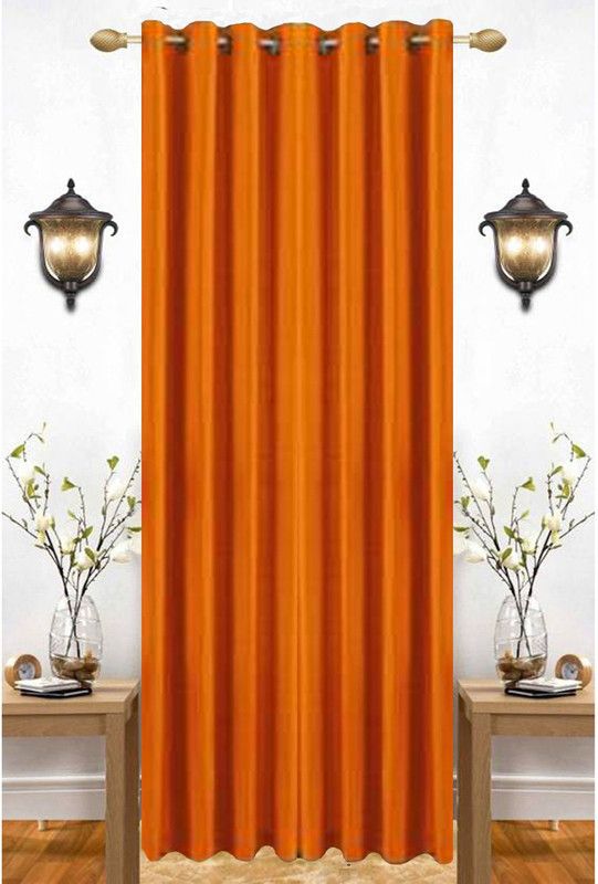 India Furnish 153.1 cm (5 ft) Polyester Semi Transparent Window Curtain Single Curtain  (Plain, Solid, Orange)