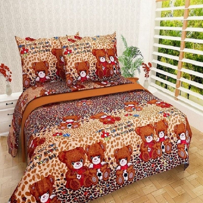 Recstiria Fab 140 TC Microfiber Double 3D Printed Flat Bedsheet  (Pack of 1, Red)