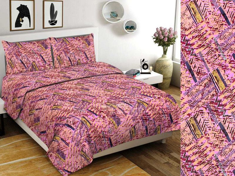 Polycotton 240 TC Cotton Double Printed Flat Bedsheet  (Pack of 1, MULTE COLORE)