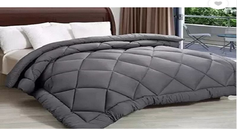 Koji Solid Single Comforter for Mild Winter  (Polyester, Grey)