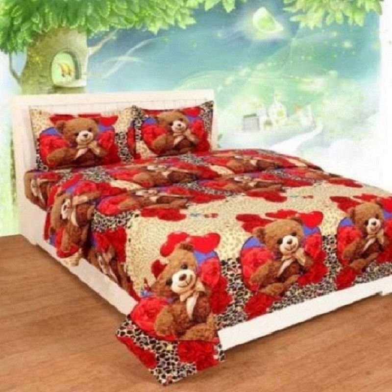 CECARO 160 TC Microfiber, Polycotton Queen 3D Printed Flat Bedsheet  (Pack of 1, Brown)