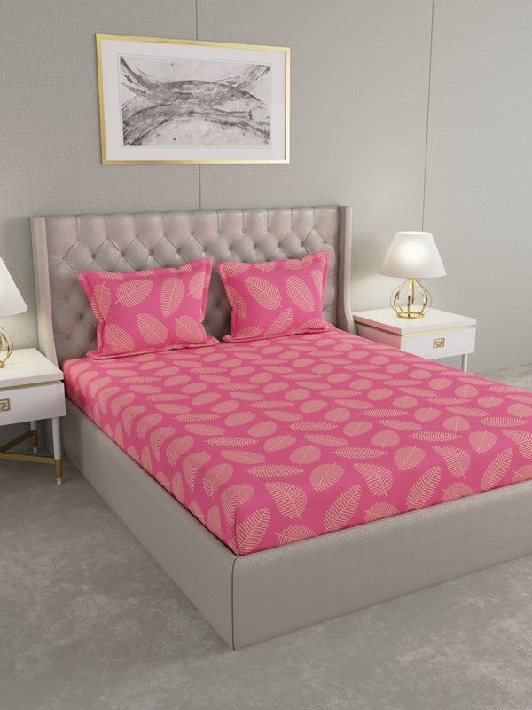 Raymond Home 120 TC Cotton Queen Floral Flat Bedsheet  (Pack of 1, Pink)