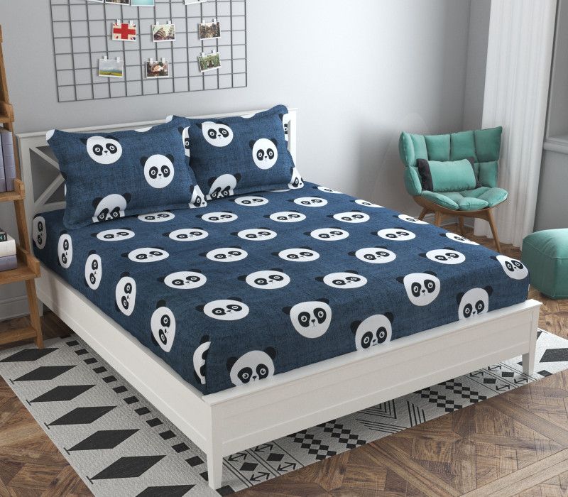 BALKO FAB 240 TC Polycotton Queen Printed Flat Bedsheet  (Pack of 1, Multicolor)