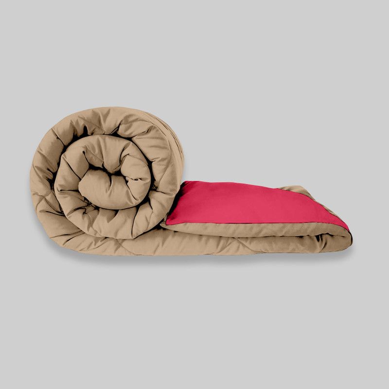 KORBIN Solid Double Comforter for Mild Winter  (Microfiber, Pink, Taupe)