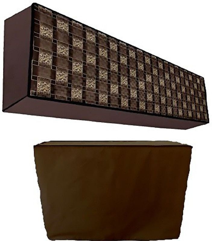 JM Homefurnishings Air Conditioner Cover  (Width: 124 cm, Brown, Black)
