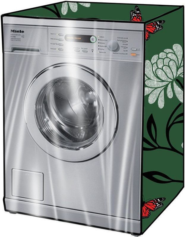 KVAR Front Loading Washing Machine Cover  (Width: 68 cm, Green, Red)