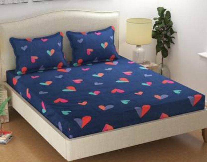 144 TC Polycotton Double 3D Printed Bedsheet  (Pack of 1, multi)