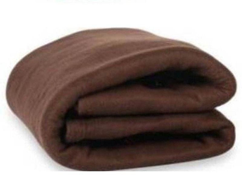Akline Solid Double Fleece Blanket for Mild Winter  (Polyester, Brown)