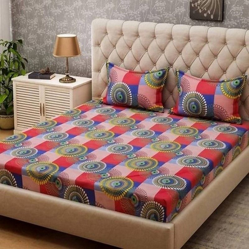 siyaram 140 TC Microfiber Double Printed Flat Bedsheet  (Pack of 1, Multicolor)