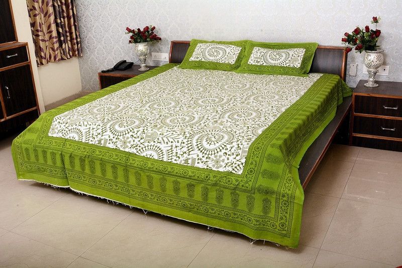 NAIWAL FASHION 160 TC Cotton Double Printed Flat Bedsheet  (Pack of 1, Multicolor)
