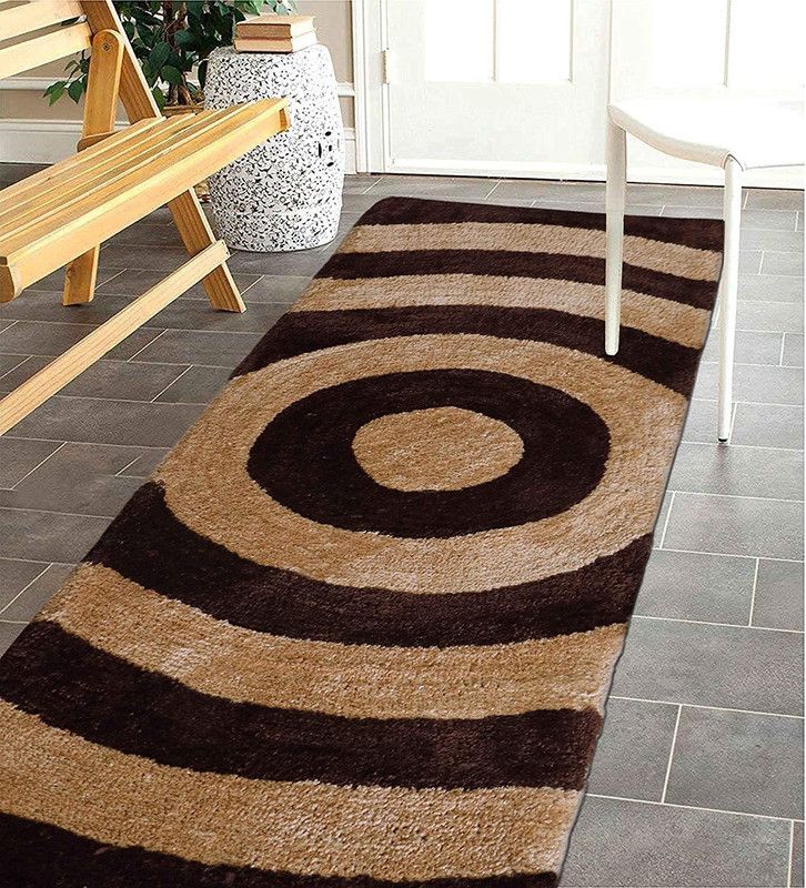 ROYAL TREND Polyester Floor Mat  (brown circles, Free)