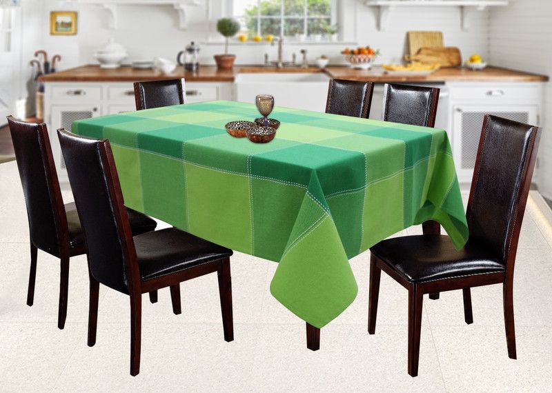AIRWILL Checkered 6 Seater Table Cover  (Green, Cotton)